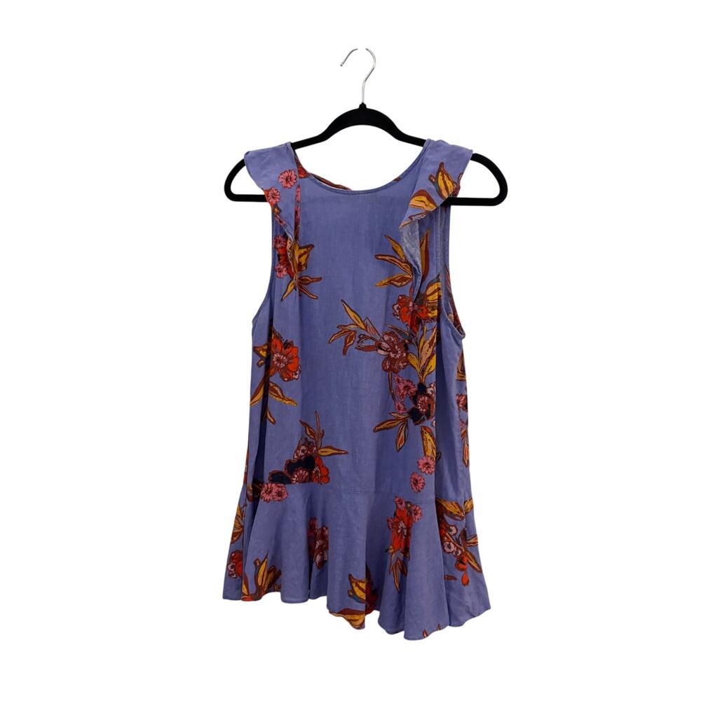 Free People XS "Summer in Tulum" or "Bluebell" Floral Linen Blend Top Shirt Boho